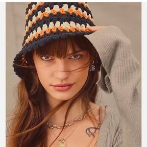 Crochet hat
Blue and white 
Buck hat